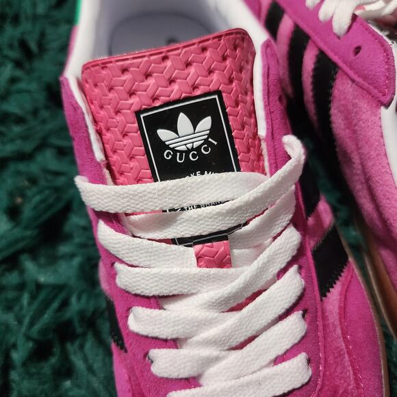 Adidas x Gucci Gazelle Sneakers Pink Green Black Collab Style Size 6.5 - Picture 4 of 11
